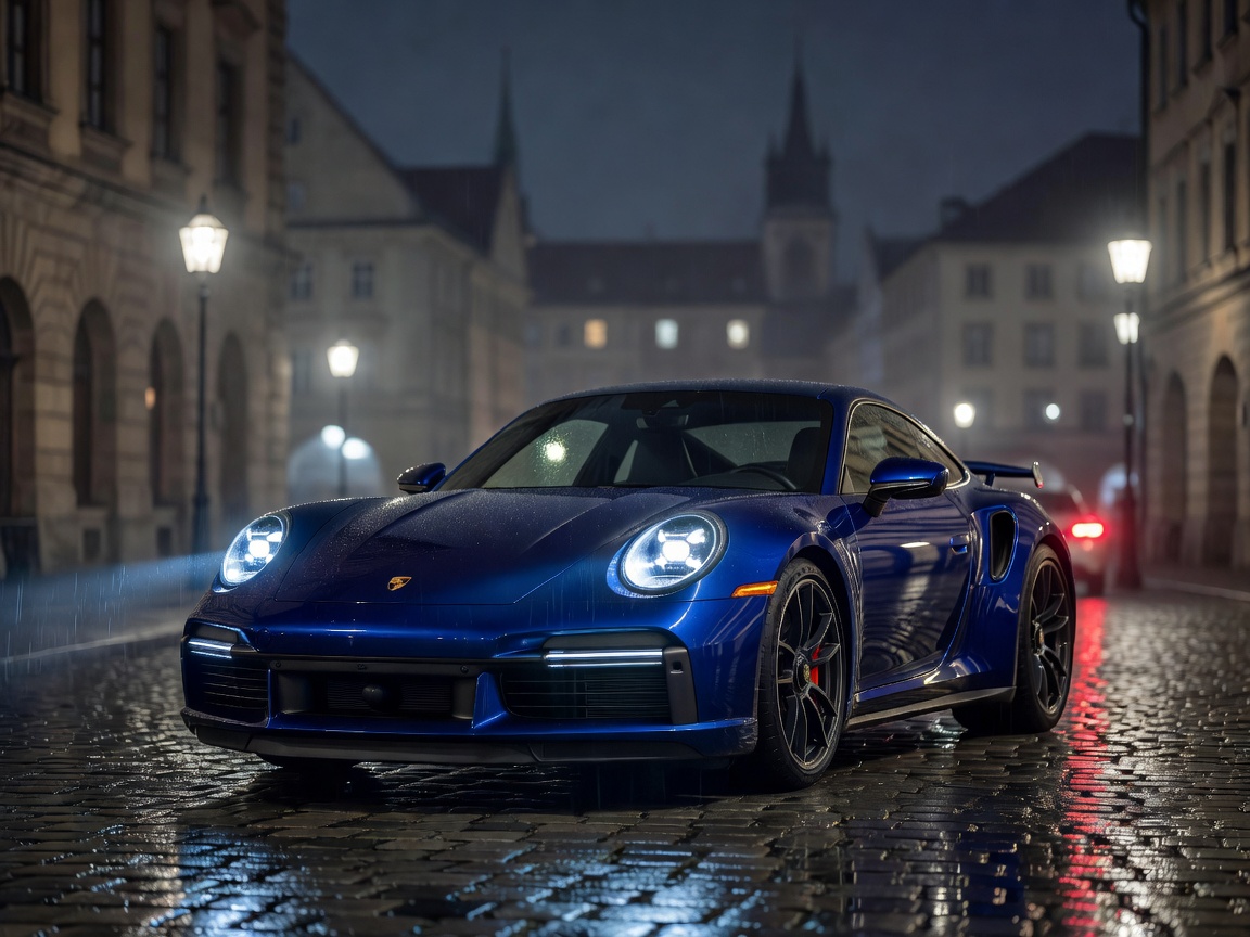 Porsche 911 Turbo S 992 Night Blue in Munich